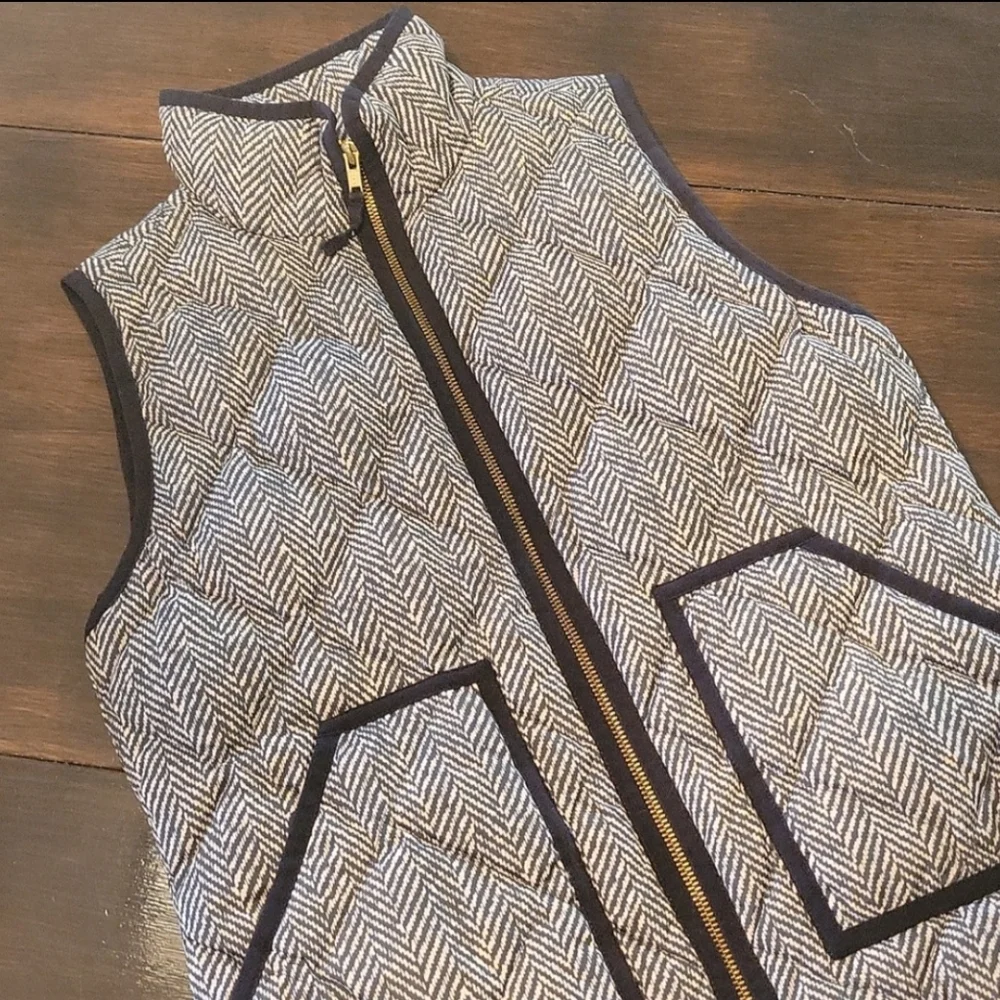 J. Crew Quilted Herringbone Vest - Picture 1 of 16